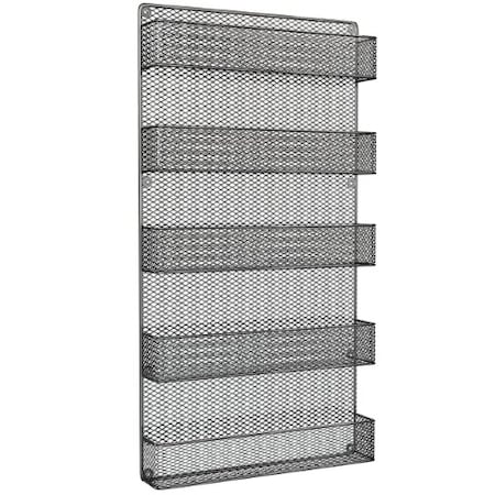 Hastings Home Wall Mount Spice Rack, Space Saving 5-Tier Kitchen or Pantry Shelves, Wire Metal Design 770897DXH